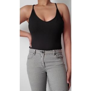 Black Bodysuit, cross straps, Size L